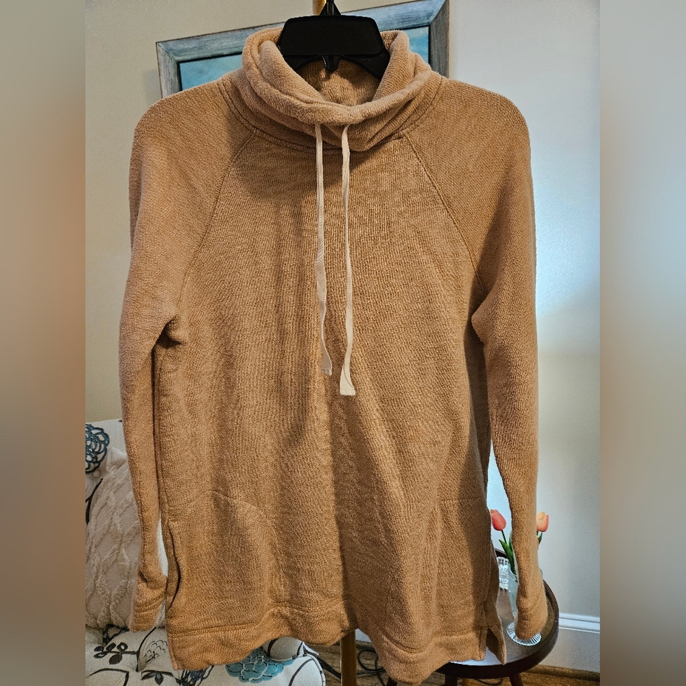 J. Crew Tan Women's Cowl Neck Sweatshirt Sz Sm